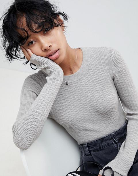 Jersey De Punto Fino De Canalé De Asos Design-piedra