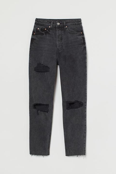 Mom High Ankle Jeans - Gris
