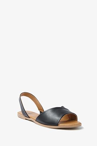 Forever 21 Faux Leather Open-toe Sandals , Black