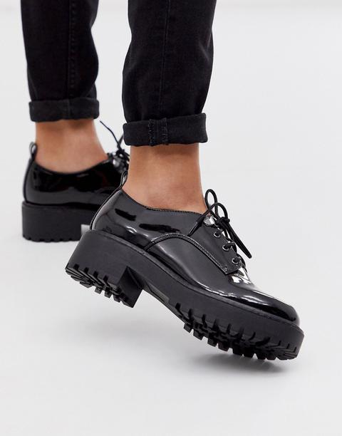 Look Chunky Hiker Lace Up Flat Shoes 