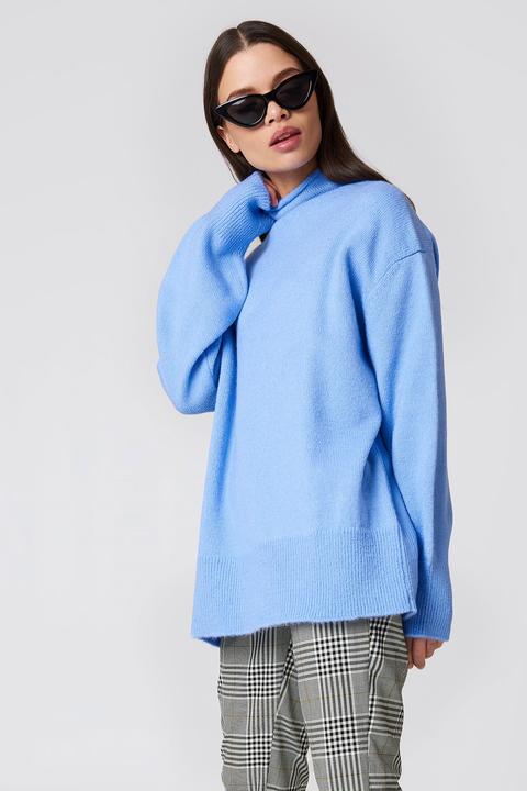 Na-kd Trend Turtle Neck Oversize Knitted Sweater - Blue