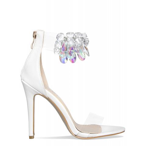 Bianca White Gem Clear Heels