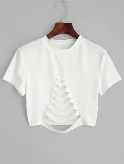 T-shirt Strappata Con Maniche Corte White Black