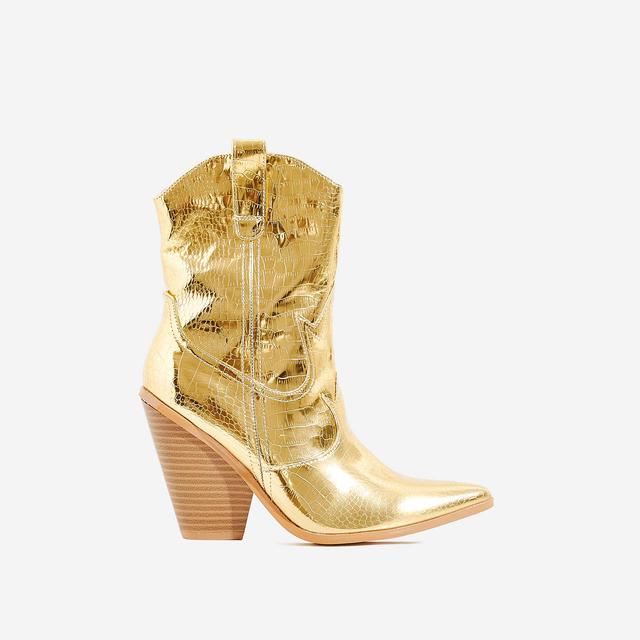 gold croc boots