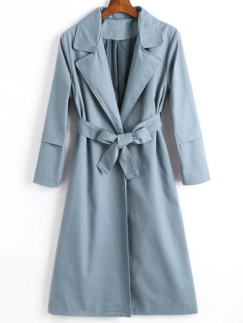 Cappotto Da Vento Lungo Con Cintura Stone Blue