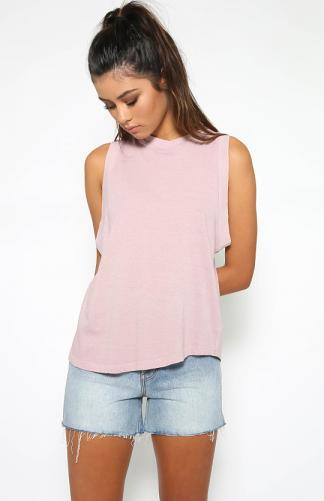 Linen Racer Tank - Lilac