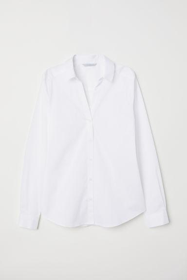 H & M - Camicia Con Scollo A V - Bianco