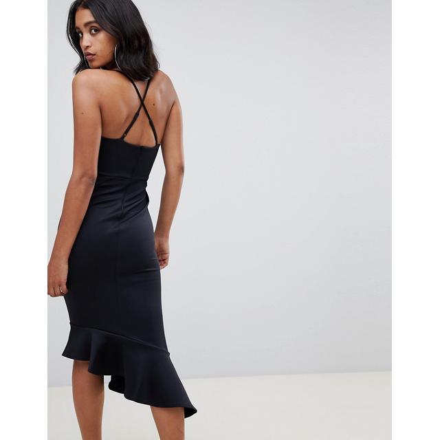 asos scuba cami pephem midi dress