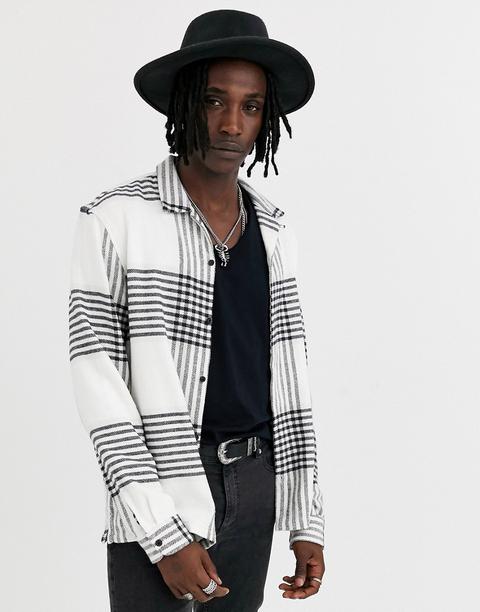 Allsaints Overshirt In Ecru Check-white 