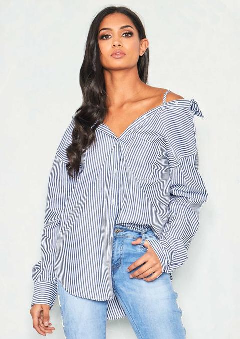 Kennedy Navy Stripe Oversize Long Sleeve Shirt