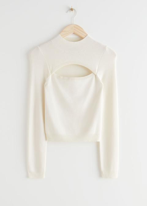 Fitted Cut Out Crop Top - White