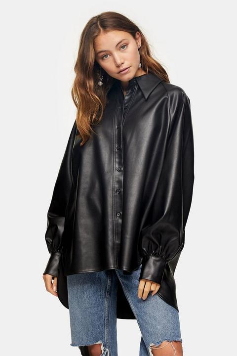 Black Pu Oversized Shirt