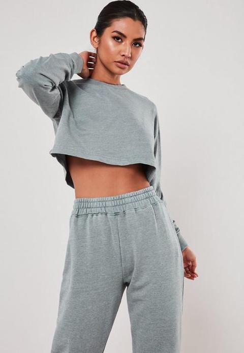 Blue Crop Sweatshirt And Joggers Co Ord 