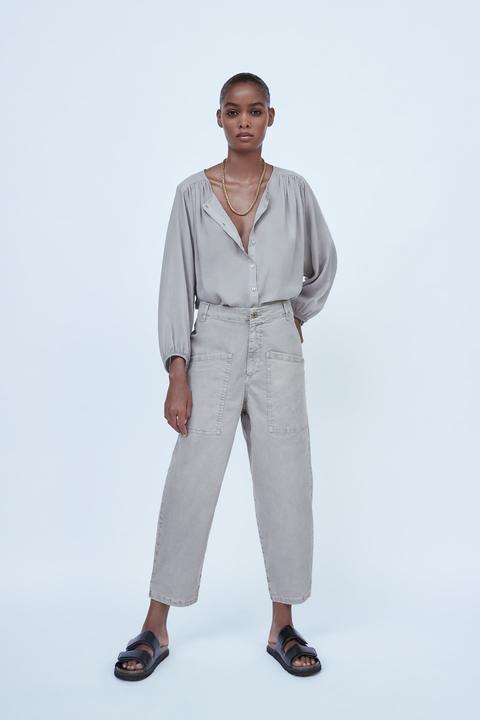 Image 2 of FLOWING PRINTED TROUSERS WITH DARTS from Zara | Trousers women  wide leg, Linen pants women, Floral trousers