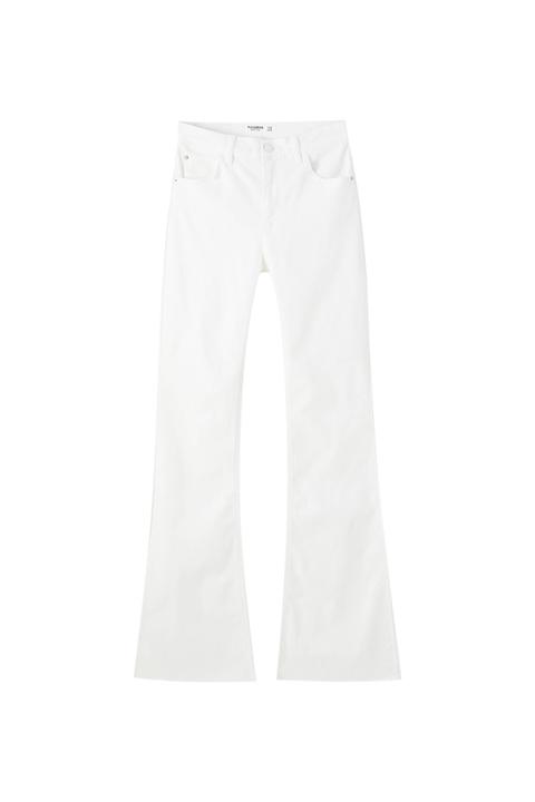 Jeans Flare Blancos Tiro Medio