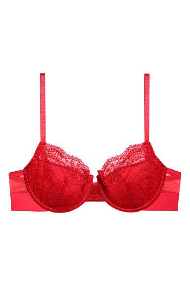 H & M - Reggiseno Balconcino In Pizzo - Rosso