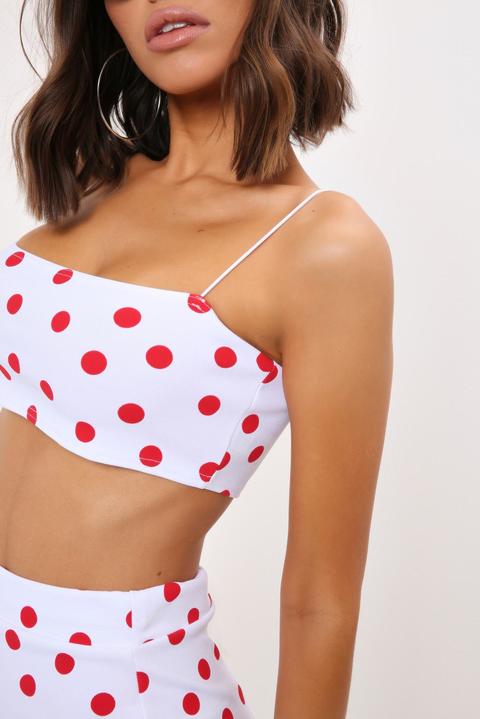 White/red Polka Dot Crop Top