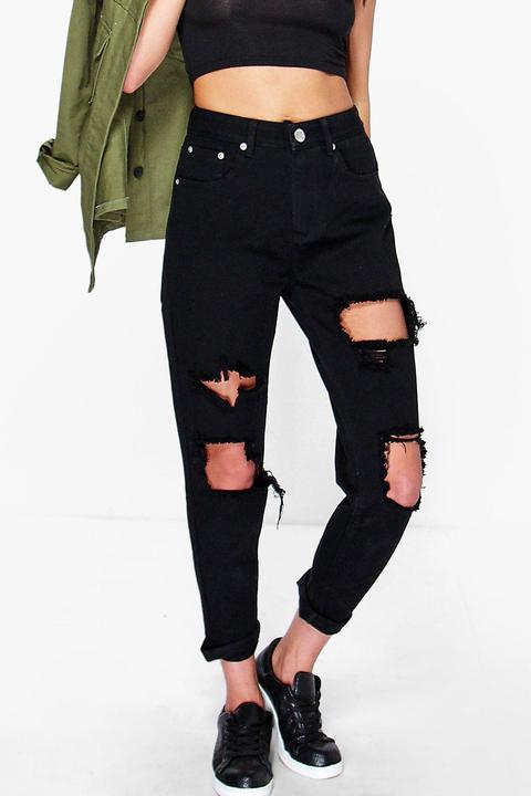 Hatty High Waist Distress Boyfriend Jeans