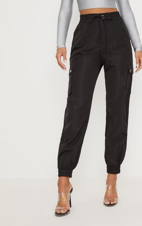 black shell pocket detail cargo trouser