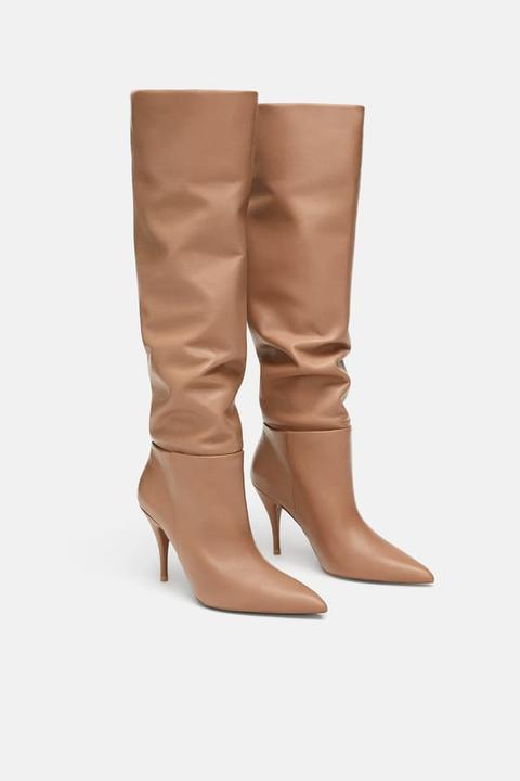 zara high heeled leather boots