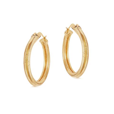 Lucy Williams Square Snake Chain Hoop Earrings