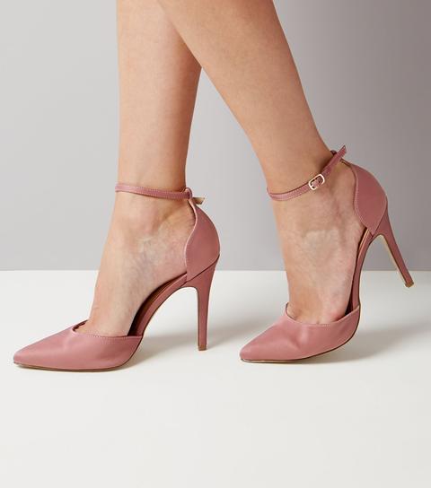 New Look Pink Satin Pointed Heels