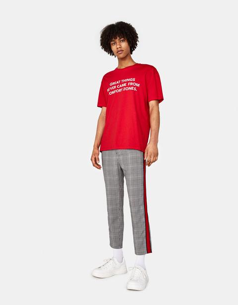 Pantaloni Slim Fit A Quadri Con Striscia