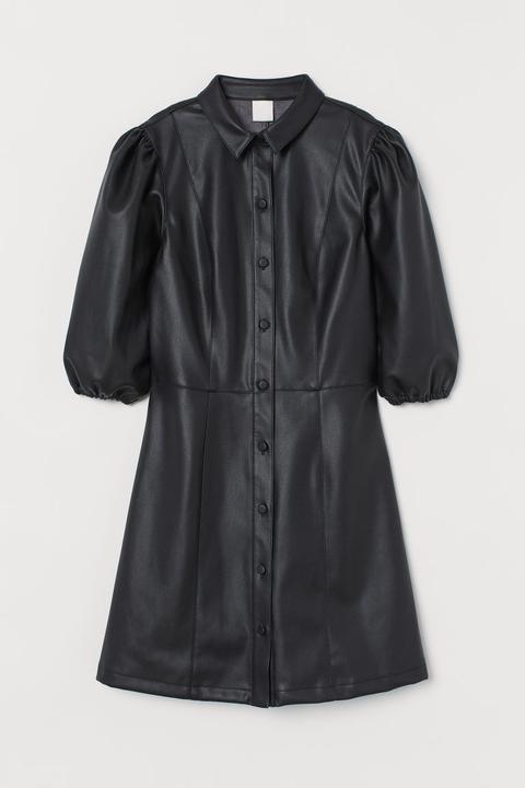 Robe À Manches Bouffantes - Noir