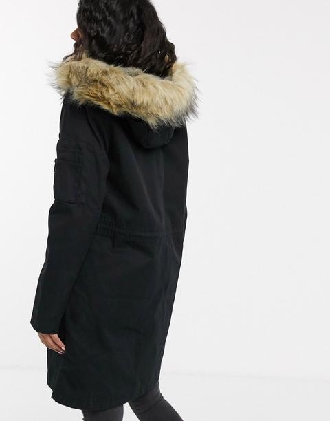 asos design parka with detachable faux fur liner