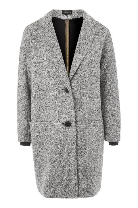 Womens Textured Cocoon Coat - Monochrome, Monochrome