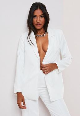 Offener Boyfriend-blazer In Weiß, Kombiteil