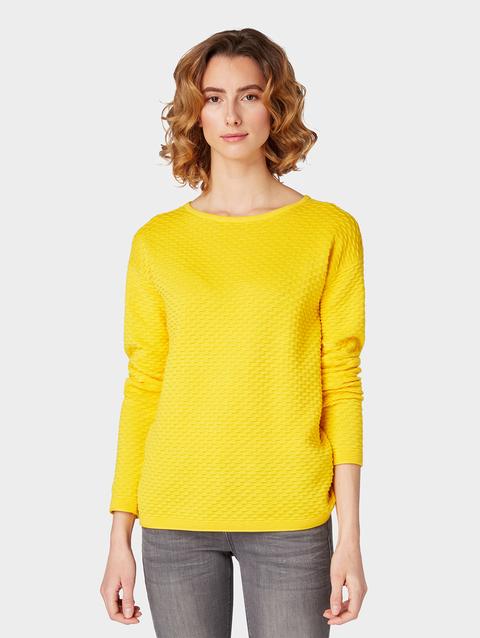 Pullover Mit Lochstruktur (gelb)