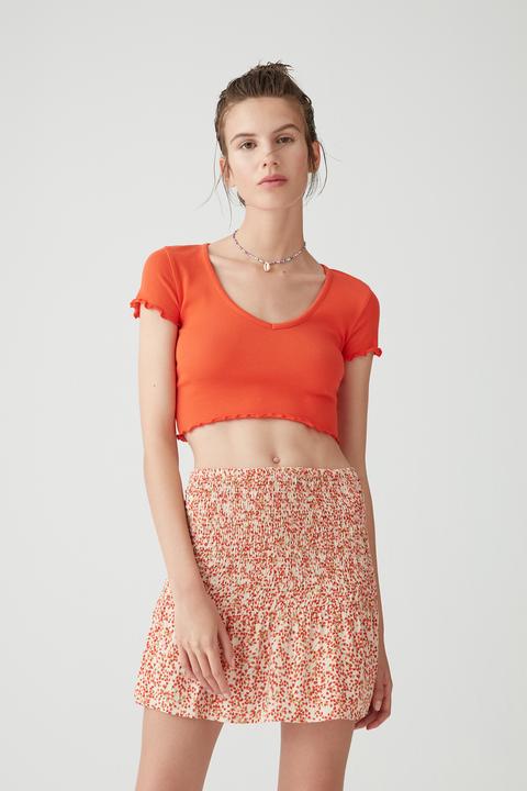 Camiseta Cropped Escote Pico