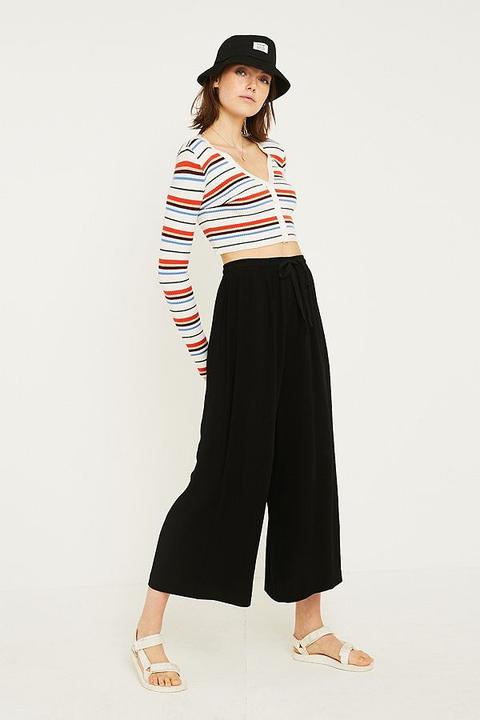 Uo Black Crinkle Culottes