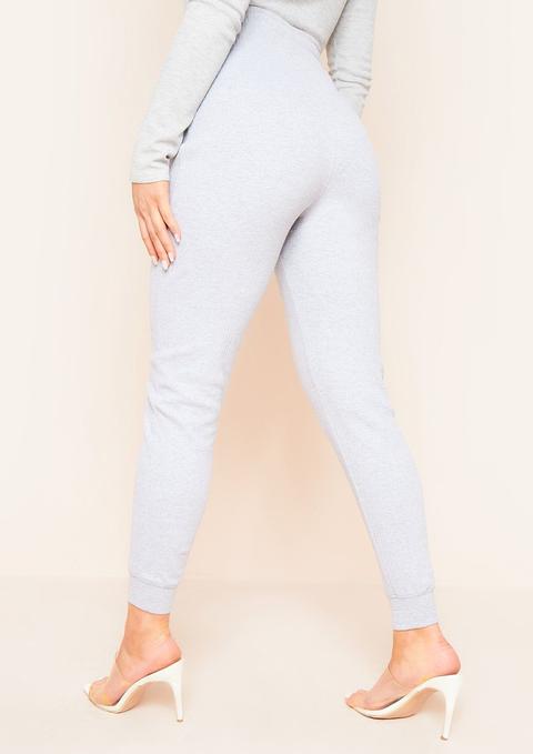 Nayla Light Grey Ribbed Slim Leg Joggers