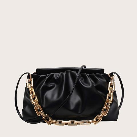 Chain Handle Ruched Shoulder Bag