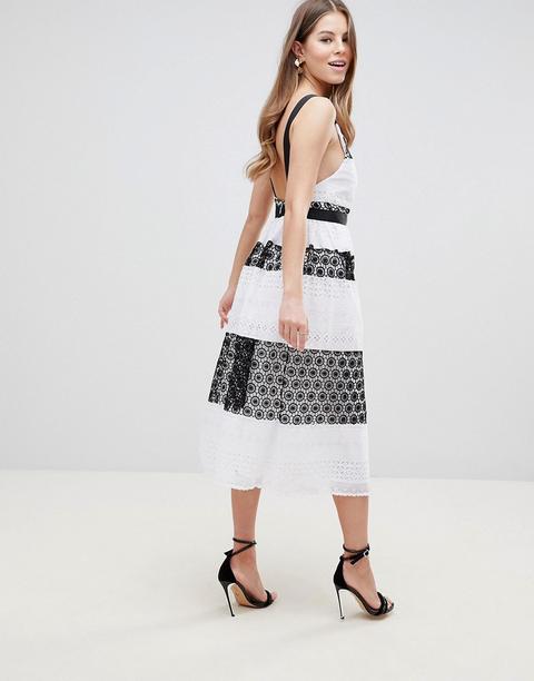 Vestido Midi De Encaje Estilo Pichi De Asos Premium-multicolor