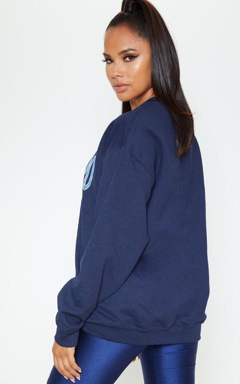 navy slogan sweatshirt
