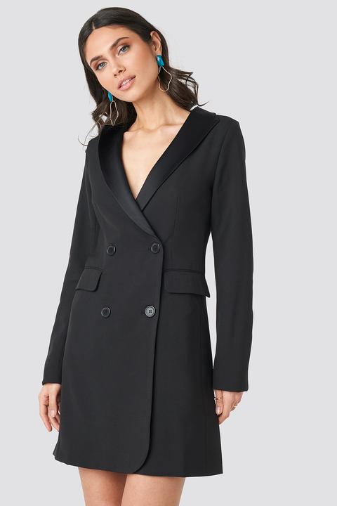 Satin Collar Blazer Dress