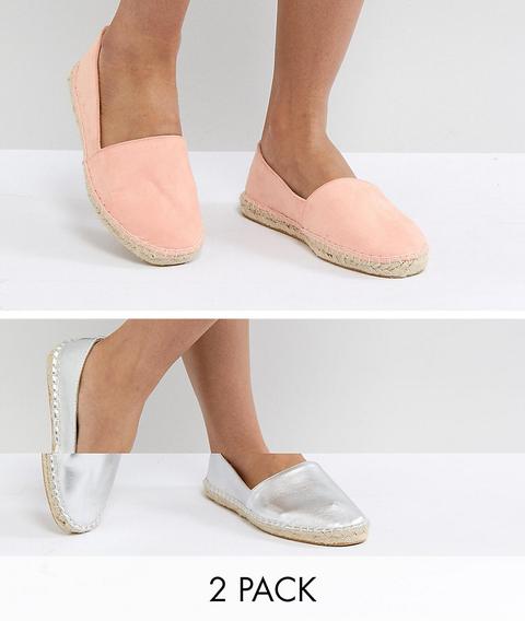 Asos - Jally - Zweierpack Espadrilles - Mehrfarbig