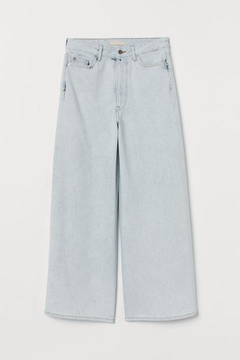 Wide High Ankle Jeans - Bleu