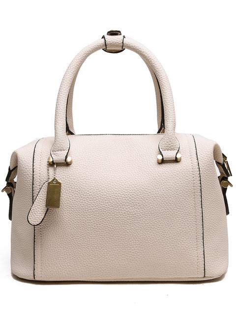 Bolso Faux Cuero Estructurado Beige