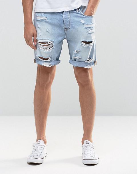 Shorts Vaqueros De Corte Slim Con Roturas Extremas De Asos