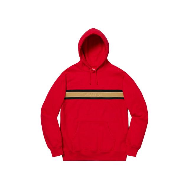supreme chest stripe logo hooded sweatshirt