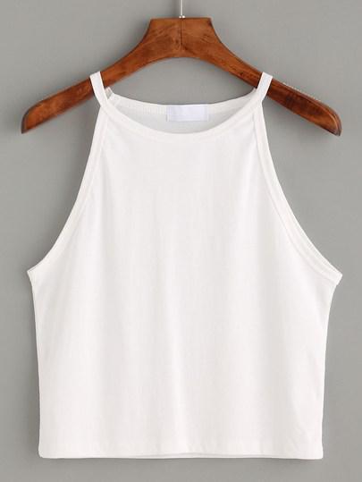 Top Cami Cuello Alto -blanco