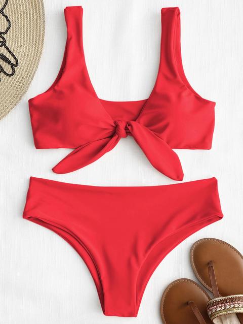 Zaful Tie Front Padded Bikini Set