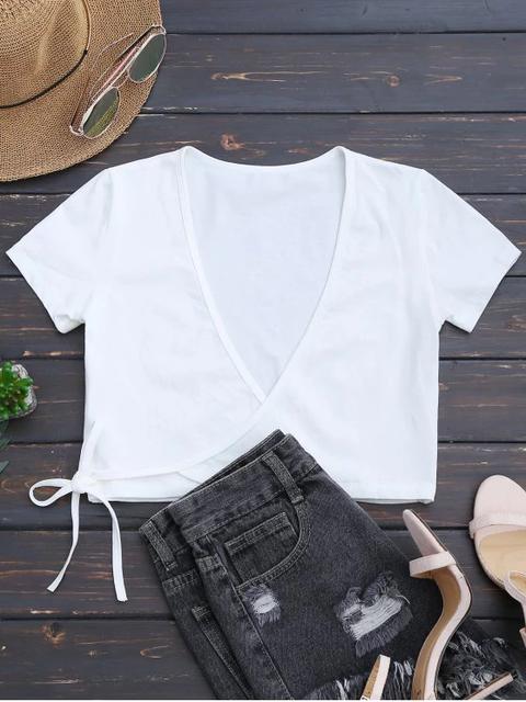 Cotton Wrap Cropped Top