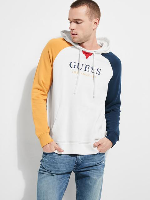 Guess Hooded Contrasting Detail Logo Sweatshirt from Guess on