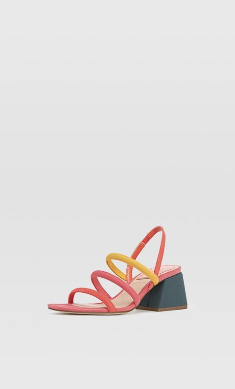 Sandalias Tacón Tiras Multicolor from Stradivarius on 21 Buttons