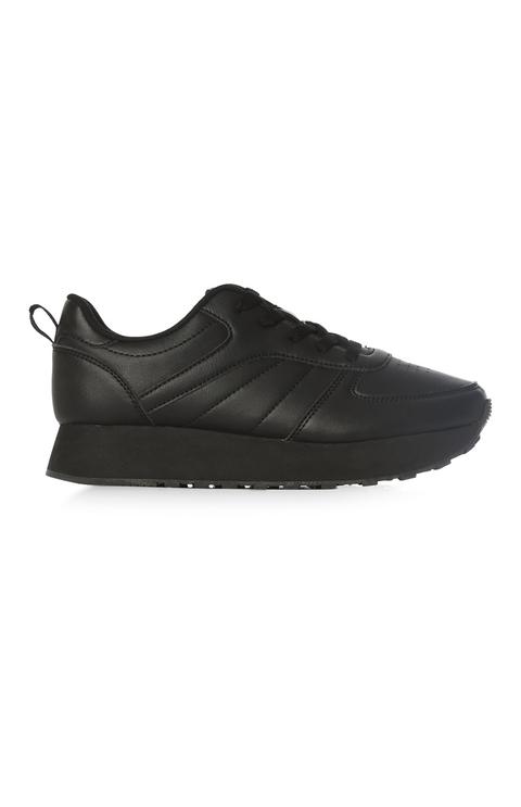 Deportivos plataforma negro estampado main image 1